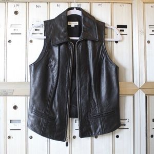 Vintage Ann Taylor Black Genuine Leather Vest